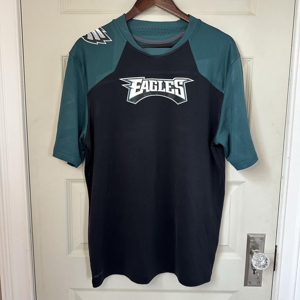 Philadelphia Eagles Shirt Nike Training Tee Black Green Mens Medium Dri - Fit
